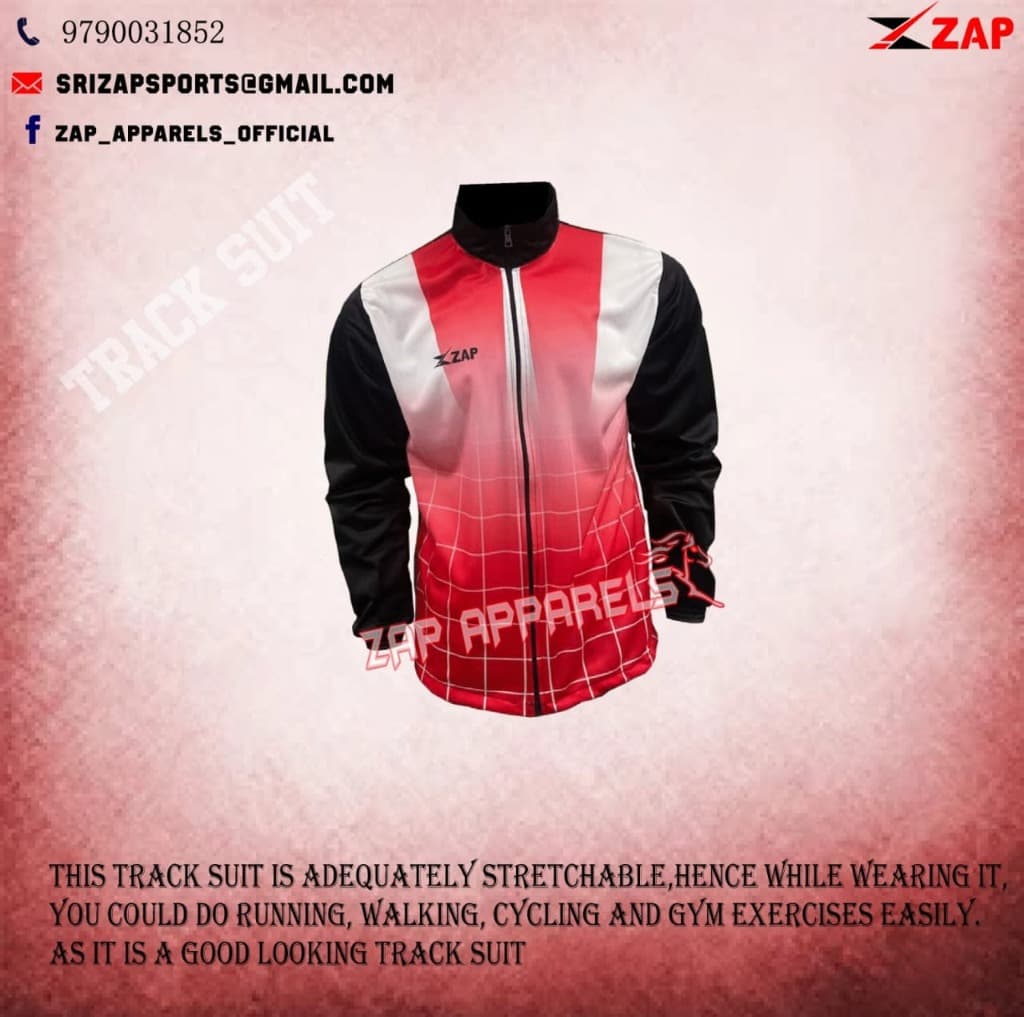 ZAP Red and White Gradient Custom Tracksuit Coimbatore